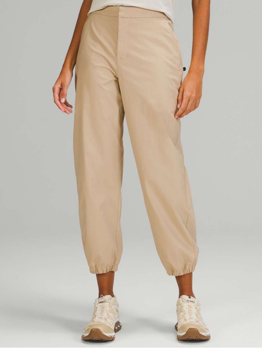 Denim&Co Tan Elastic-Cuff Jogger Pants